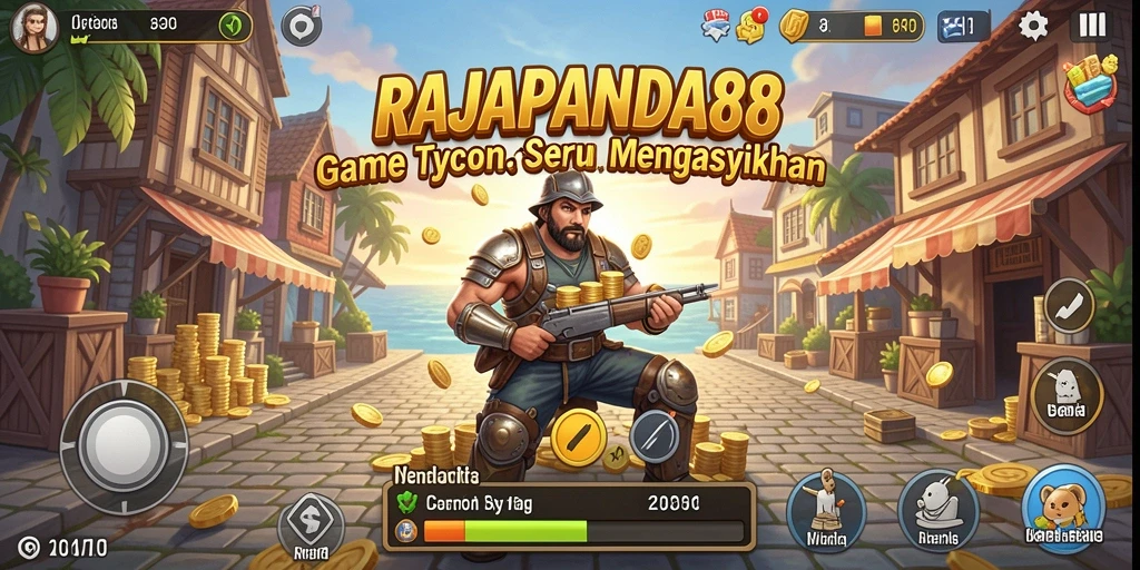 Tampilan gameplay RAJAPANDA88 dengan elemen bisnis yang mendetail.